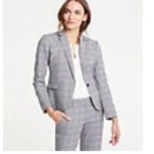 NWT Ann Taylor One Button Blazer in Glen Plaid 4P